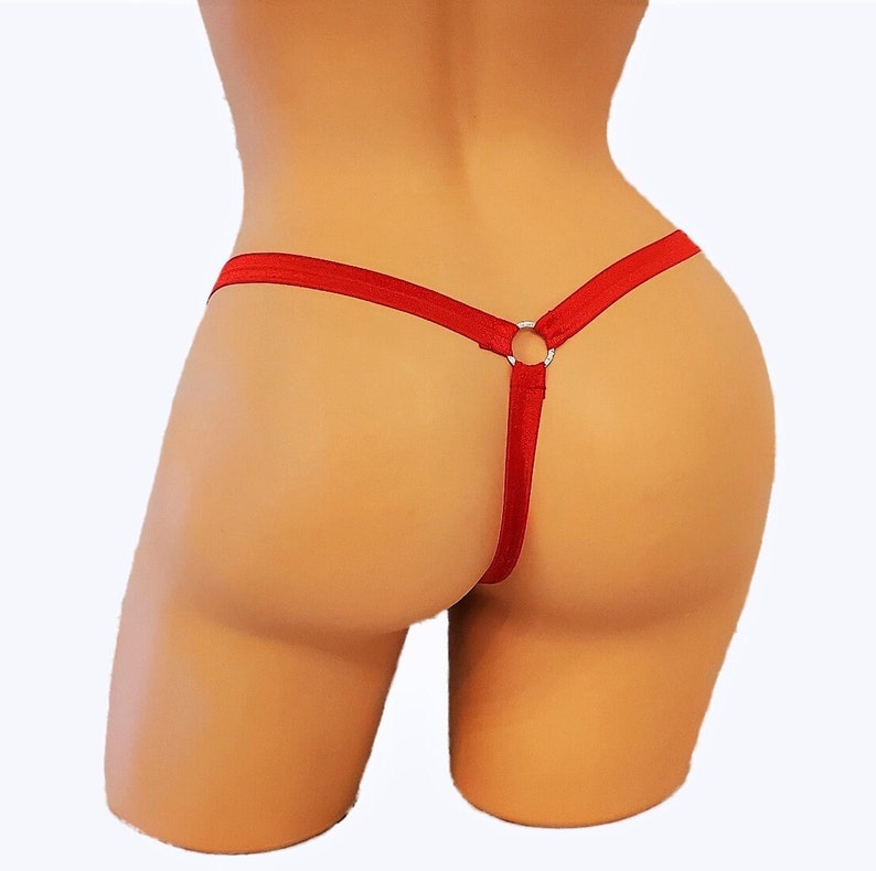 Sexy Red Or Black Crotchless Thong Body Suit Harness With Silver Rings