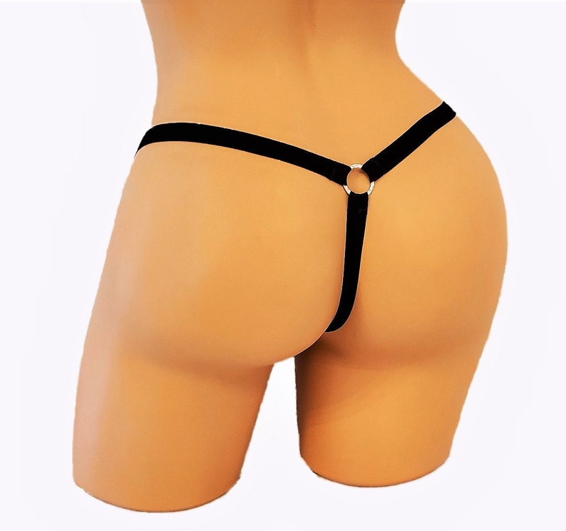 Sexy Red Or Black Crotchless Thong Body Suit Harness With Silver Rings