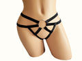 Black BDSM Crotchless O Ring Thong Sexy Strappy Lingerie
