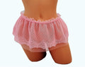 Pink Embroidered Lingerie Micro Mini Skirt With Ruffle Waist