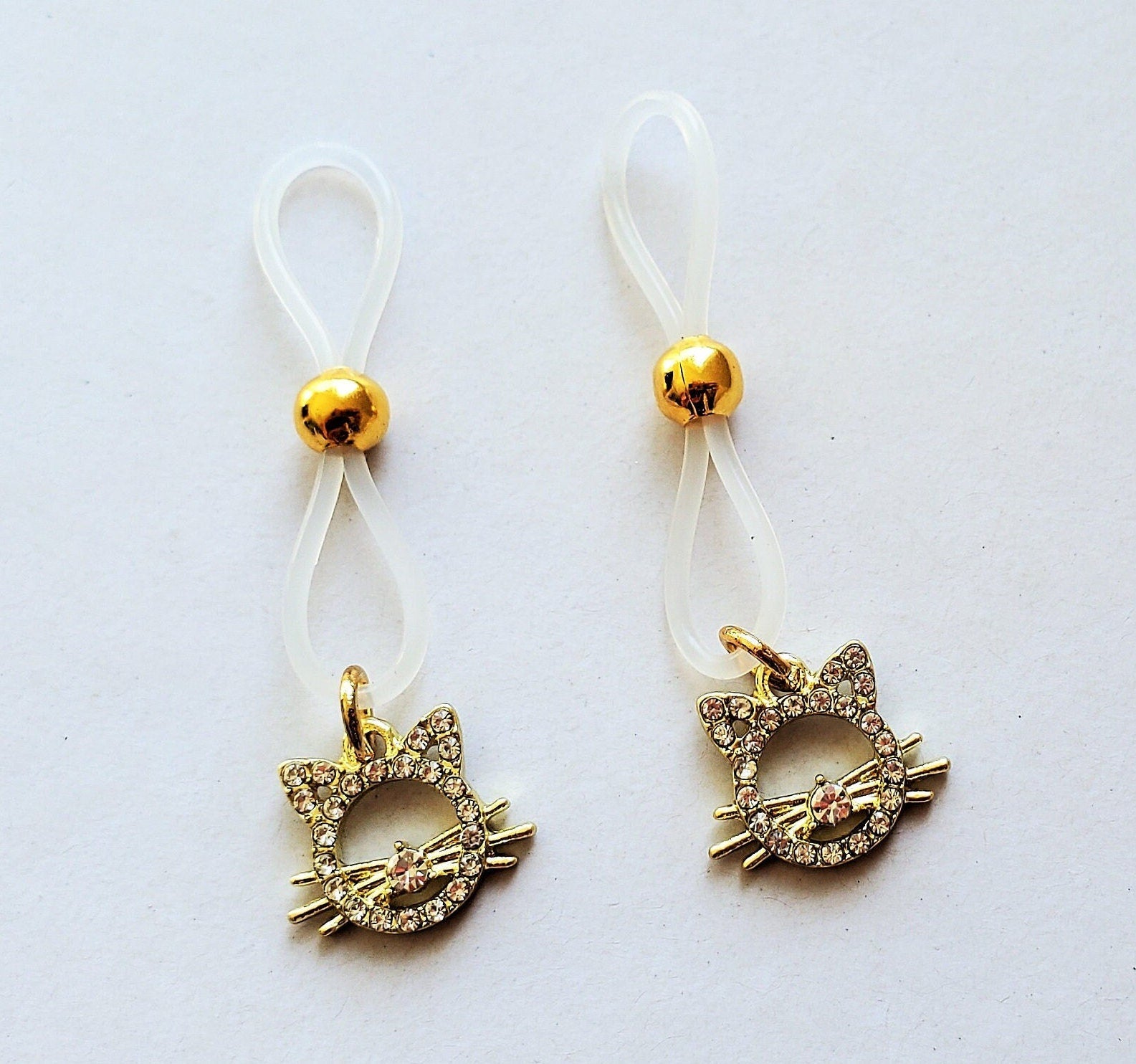 Gold Cat Nipple Noose With Rhinestones For Adults