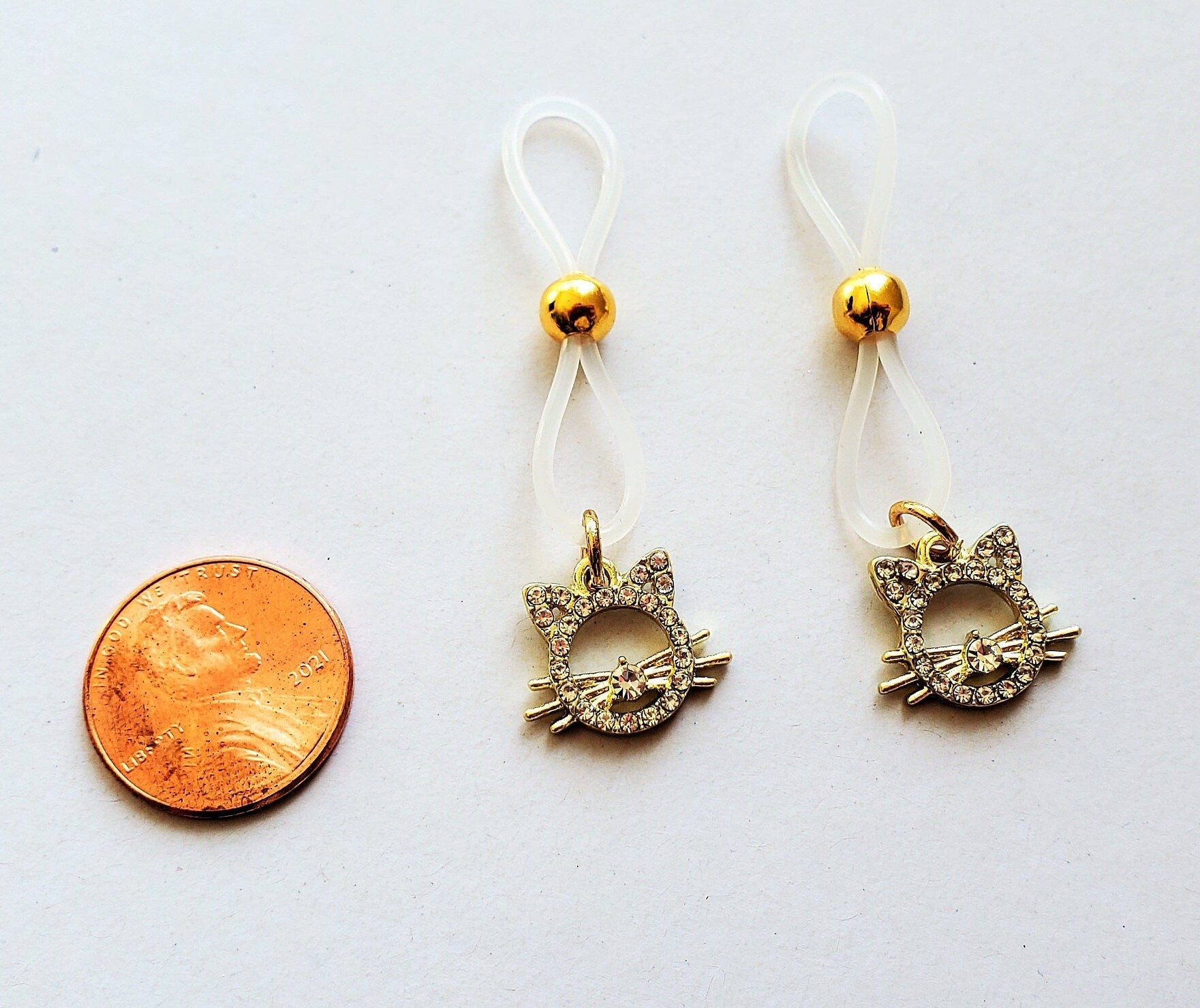 Gold Cat Nipple Noose With Rhinestones For Adults