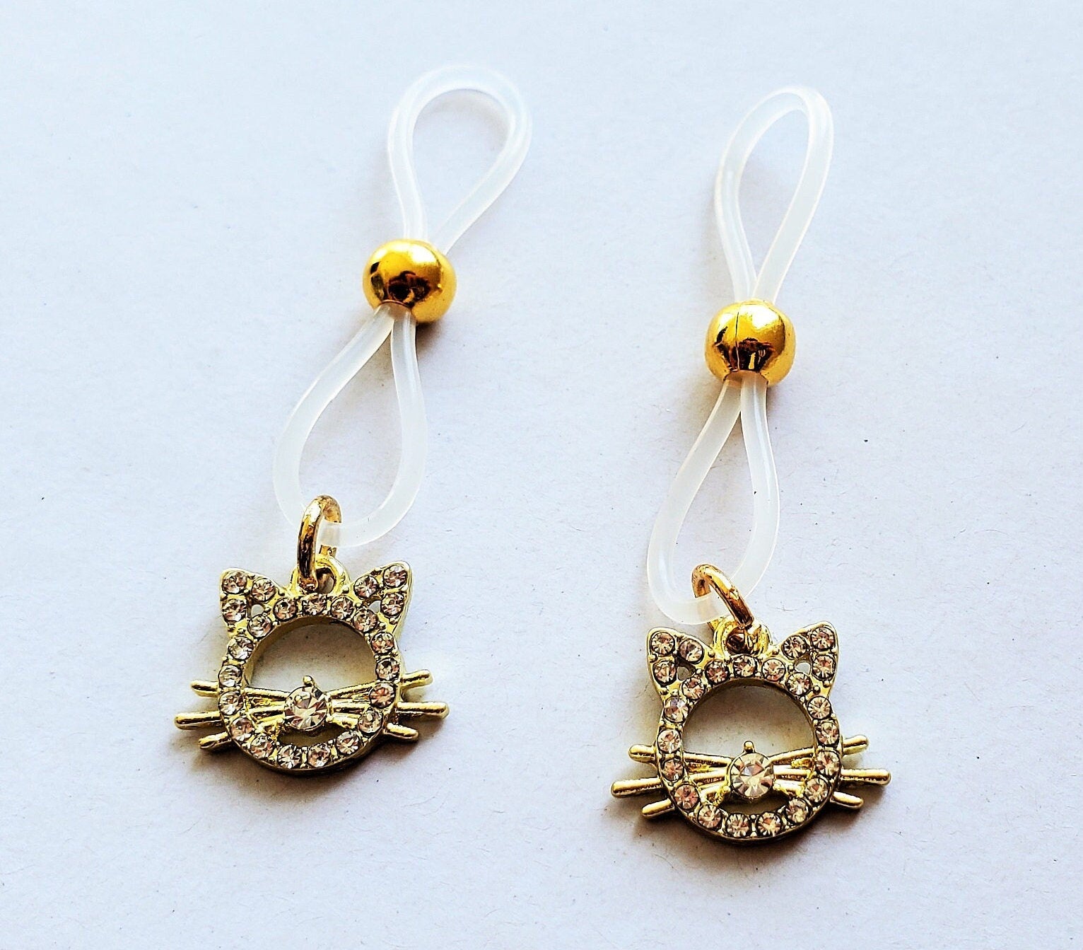Gold Cat Nipple Noose With Rhinestones For Adults