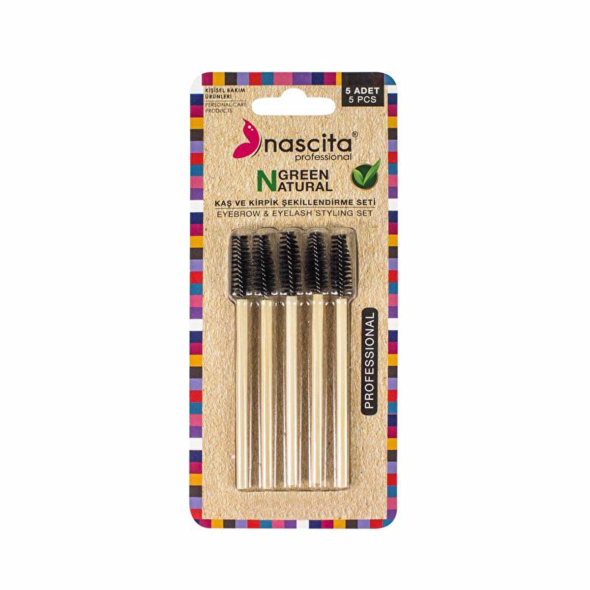 Nascita Bamboo Mascara Brush Set - Eco-Friendly 5-Piece Makeup Brushes for Mascara and Eyebrow Shaping