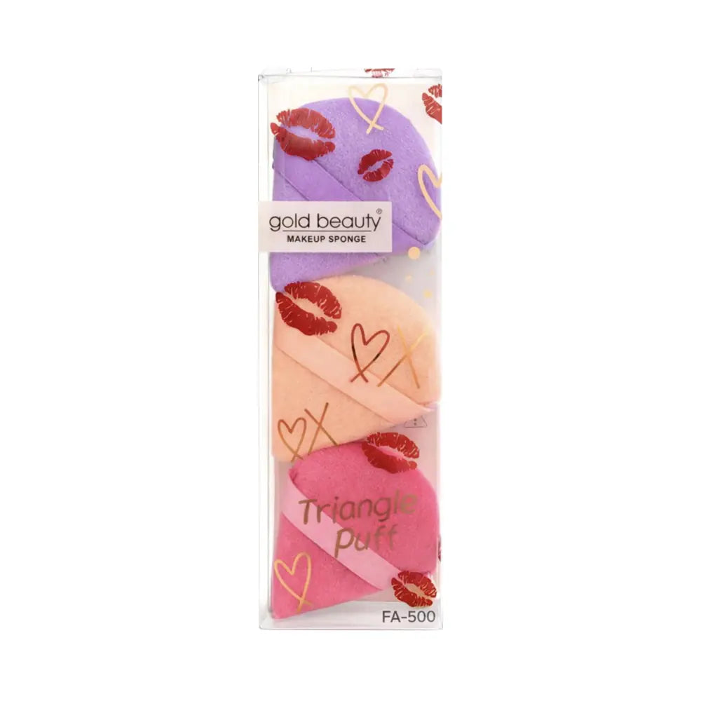 Gold Beauty Triangle Makeup Sponge 3-Piece Set FA-500