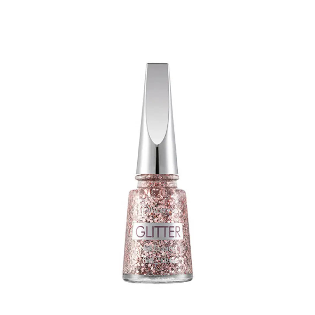 Flormar Glitter Nail Polish GL02 Pink Silver Shiny Finish