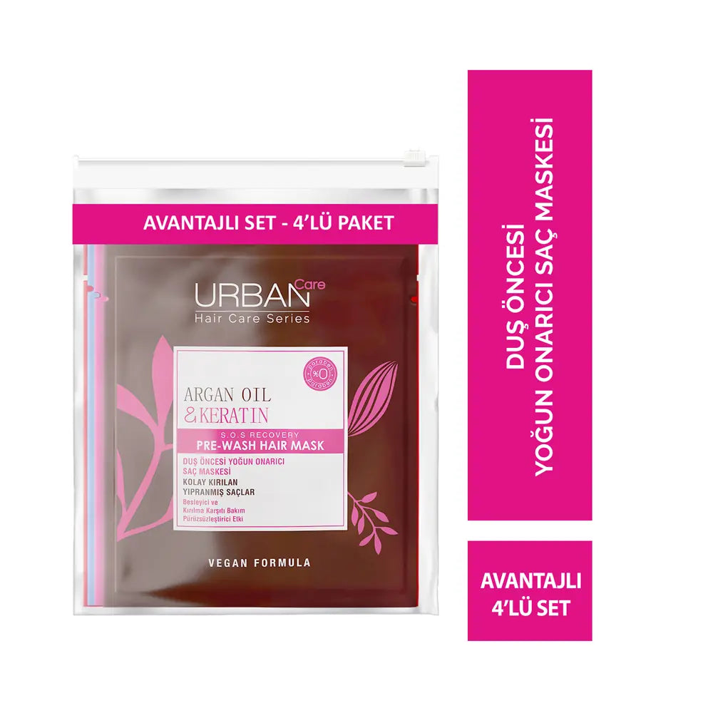 Urban Care Mixed Hair Mask Set with Travel Bag 4-Pack