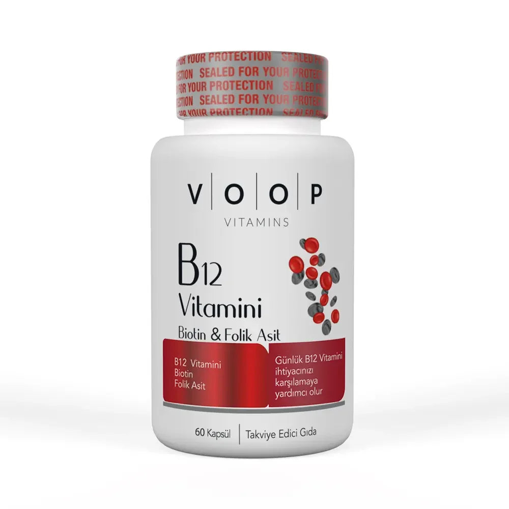 Voop Vitamin B12, Biotin &amp; Folic Acid Capsules 60ct