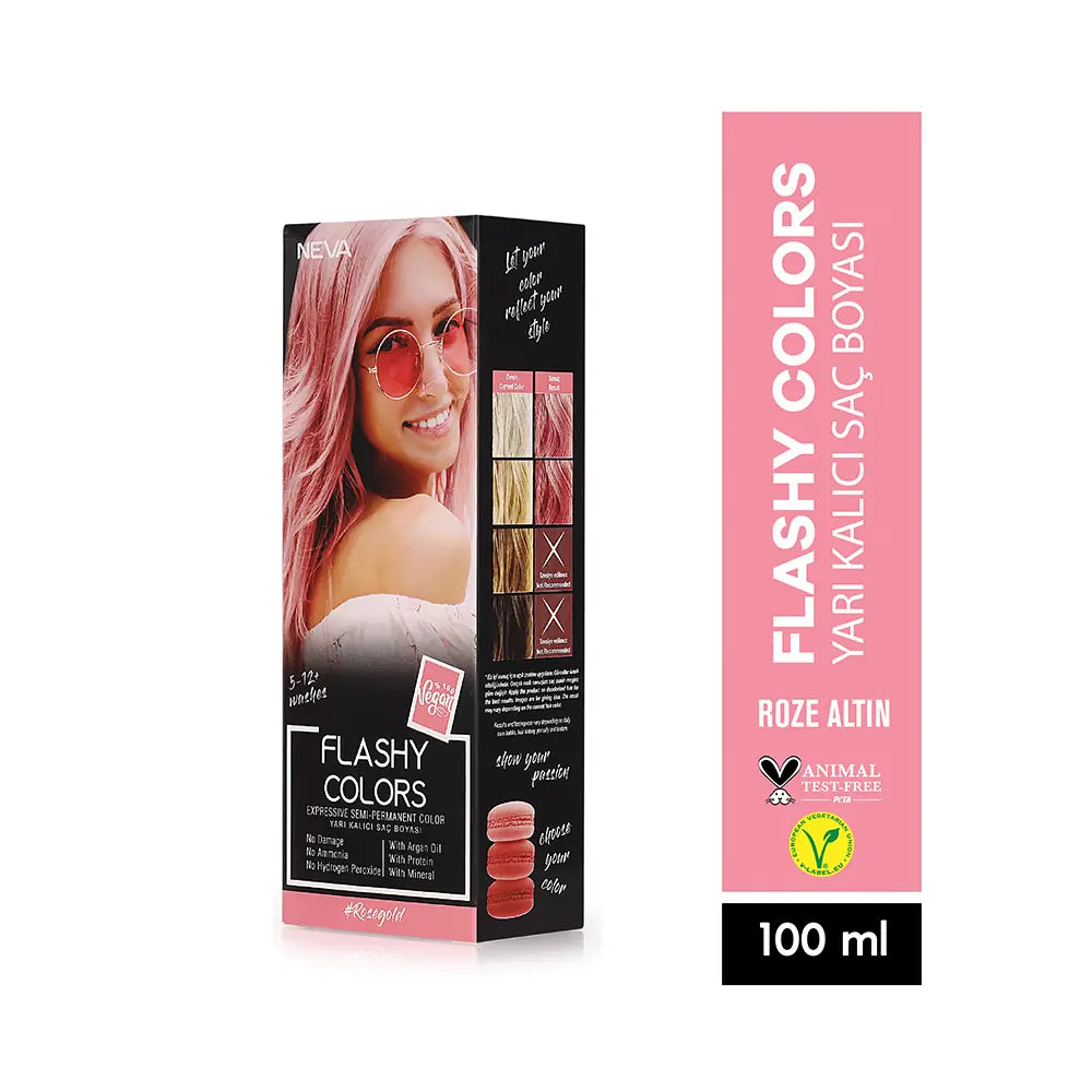 Neva Flashy Colors Hair Dye Set in Rose Gold 100ml