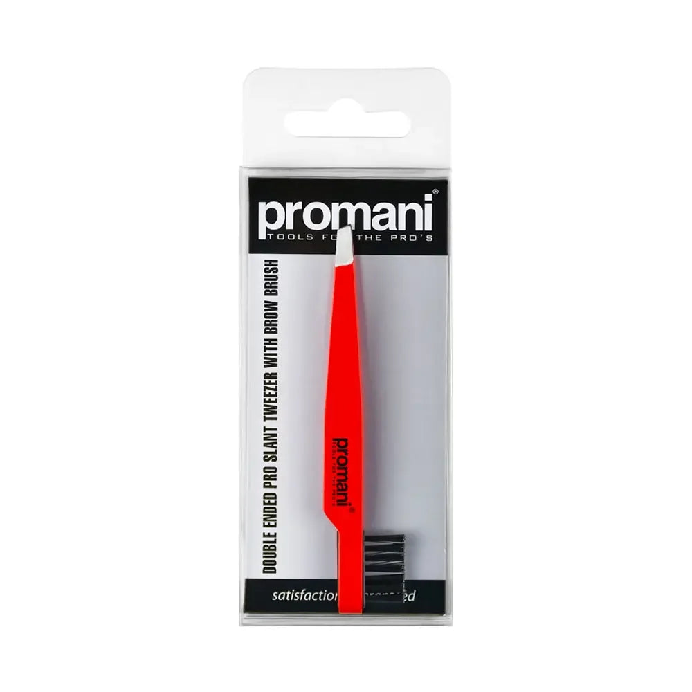 Promani Dual-Ended Slanted Tweezers &amp; Brow Brush