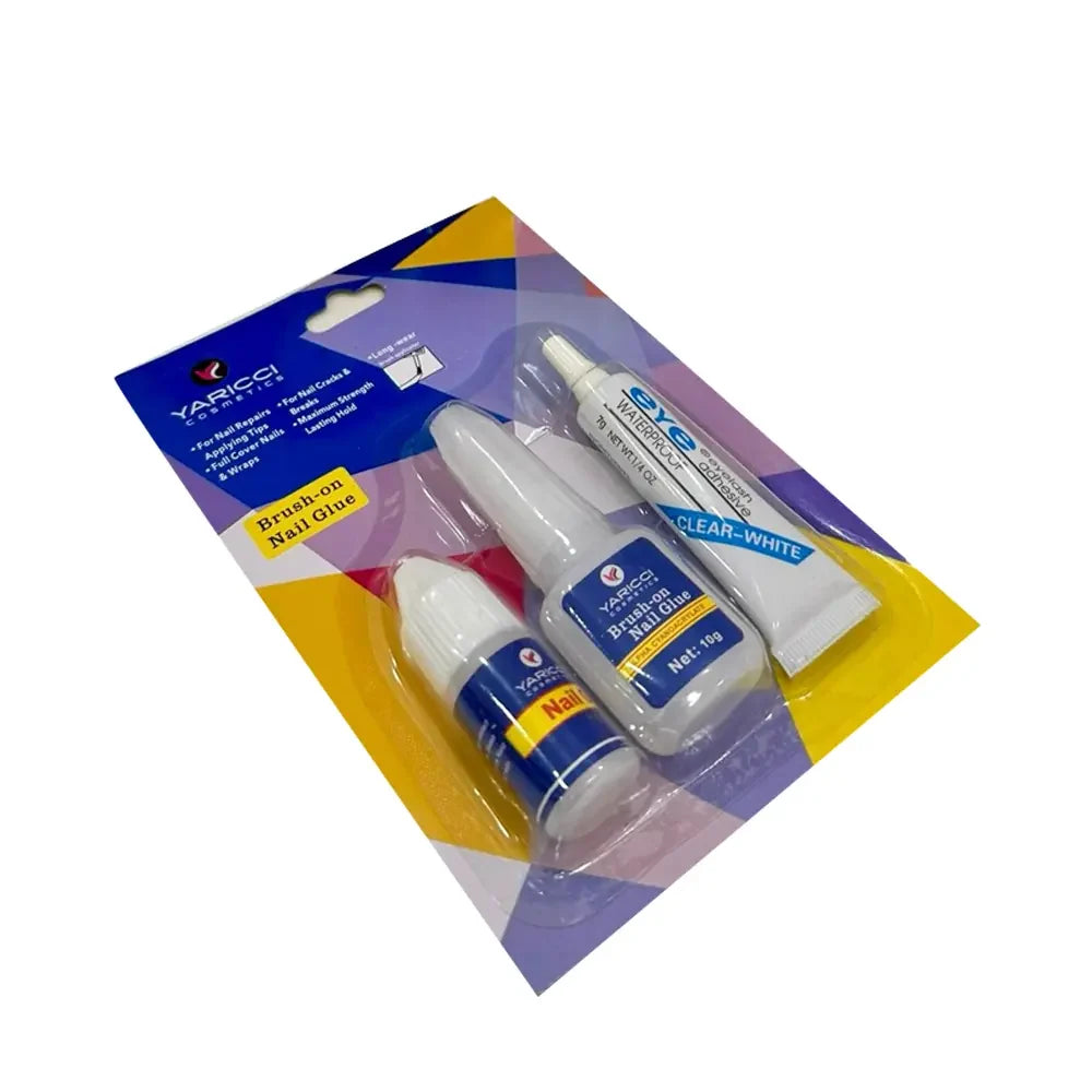 Yaricci 3-Piece Nail Glue Set for False Nails &amp; Tips