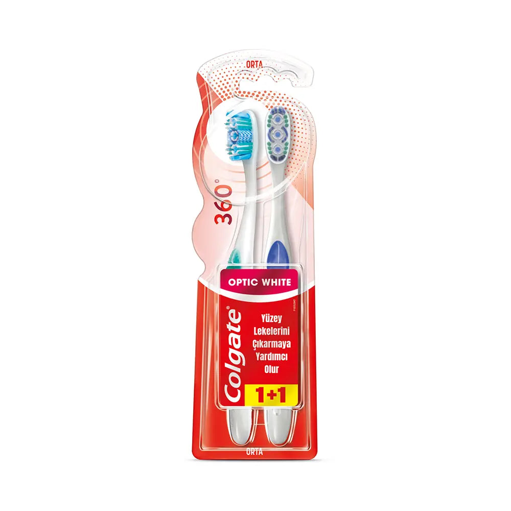 Colgate 360 Optic White Medium Whitening Toothbrush 2-Pack