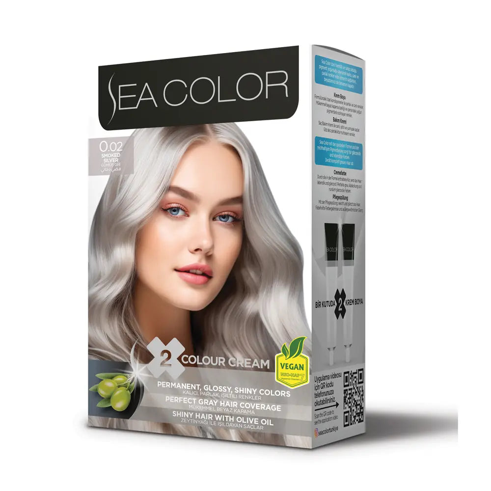 Sea Color 0.02 Silver Grey Hair Dye Set for Vibrant Color (2-Pack)