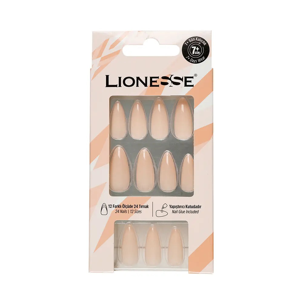 Lionesse Nude Press-On Nails Set (A-96) - 24 Pieces