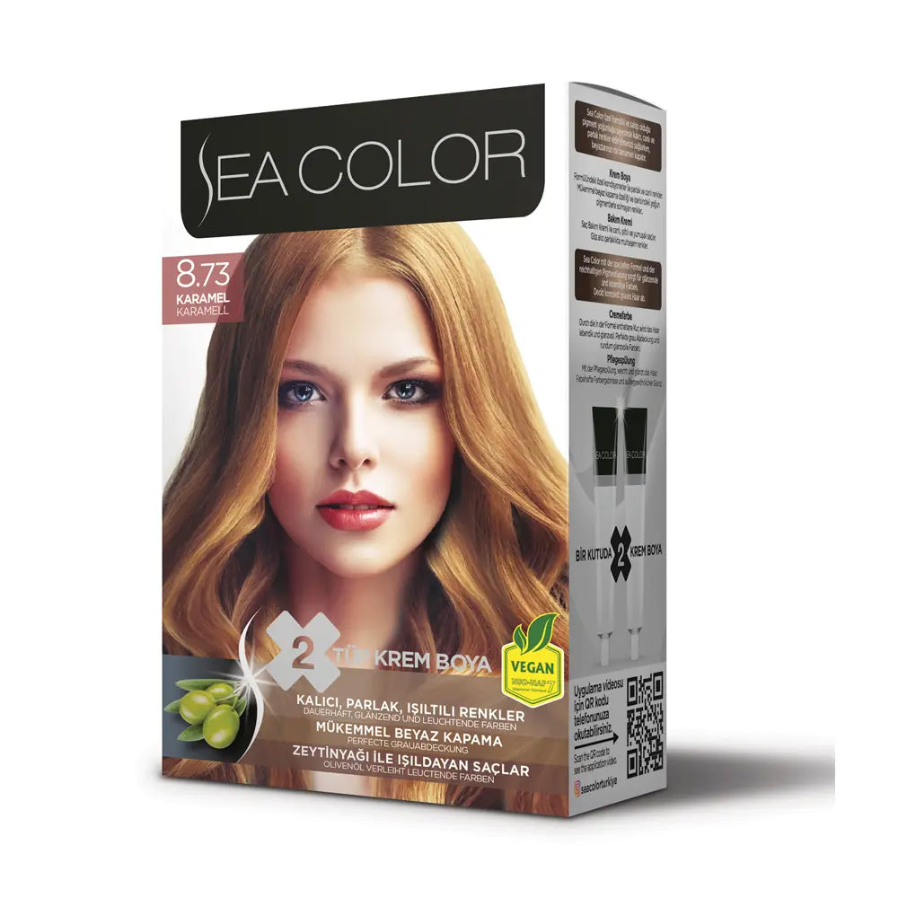 Sea Color Permanent Hair Color Duo Set 8.73 Caramel