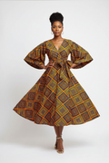 Women's Ankara Wrap Dress in vibrant African wax print fabric