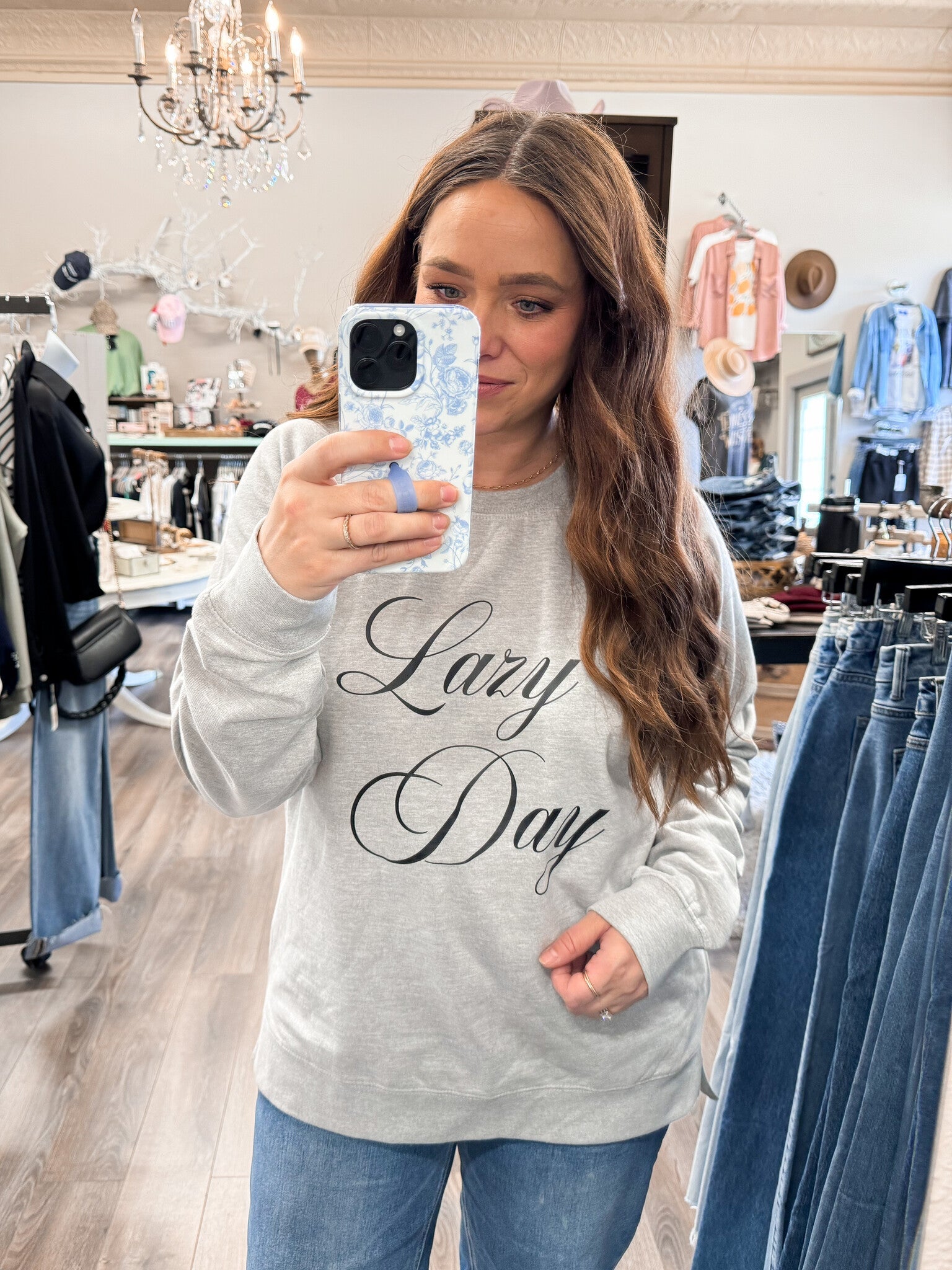 Lazy Day Graphic Crew - Athletic Heather