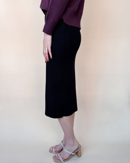 H Line Midi Sweater Skirt - Black