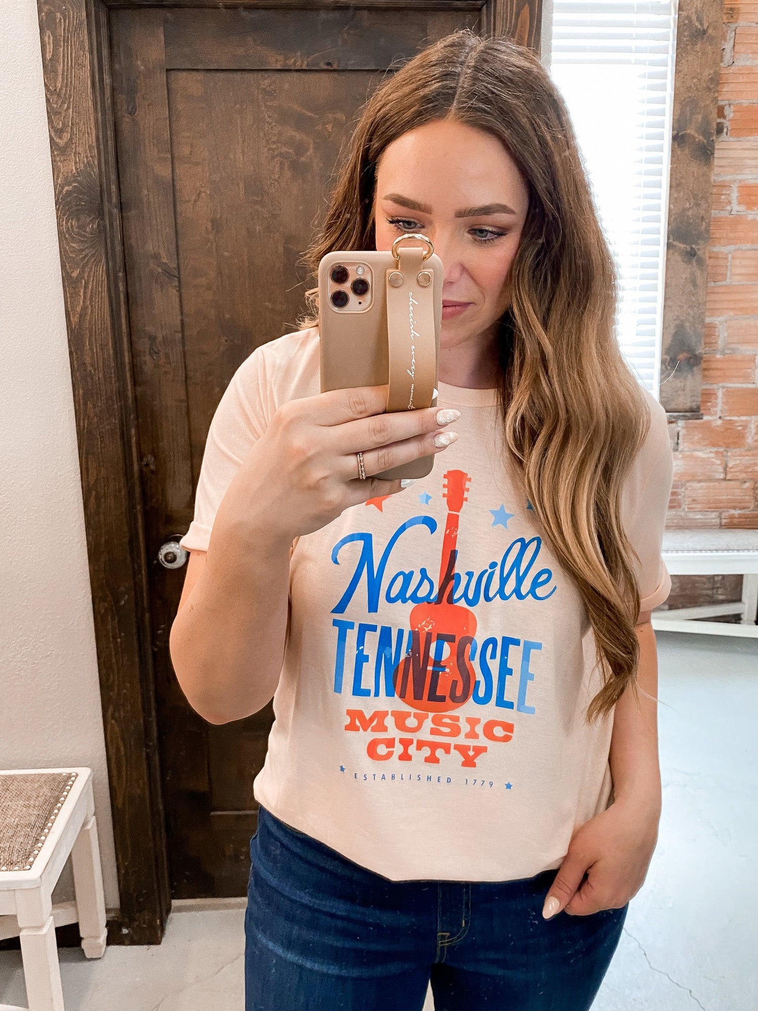 Nashville Tennessee Guitar Graphic Print Top