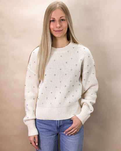 Rhinestone Crew Neck Sweater