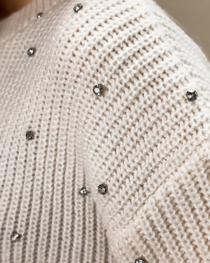 Rhinestone Crew Neck Sweater