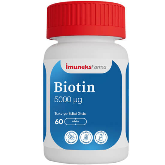 Imuneks Farma Biotin 5000 mcg Hair &amp; Nail Support 60 Tablets