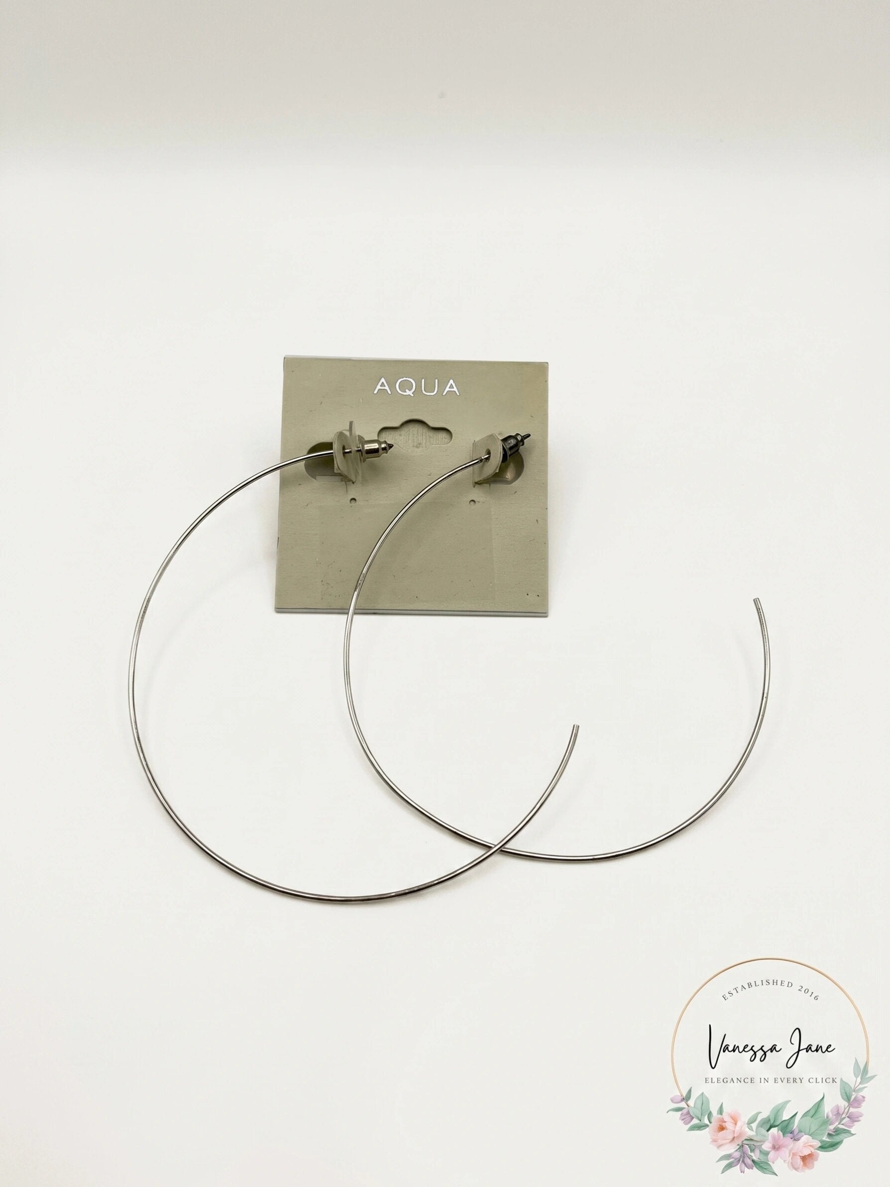 Aqua Freedom Large Whisper Hoop Earrings - Silver Tone
