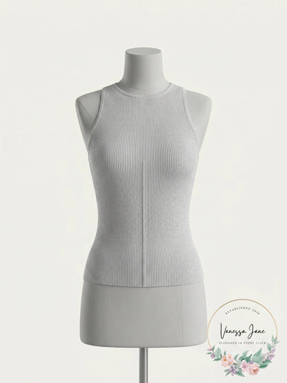 International Concepts Ribbed Sweater Tank Top, Size Large
