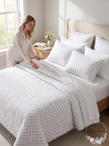 Sky Scallop Reversible Coverlet 100% cotton Full / Queen