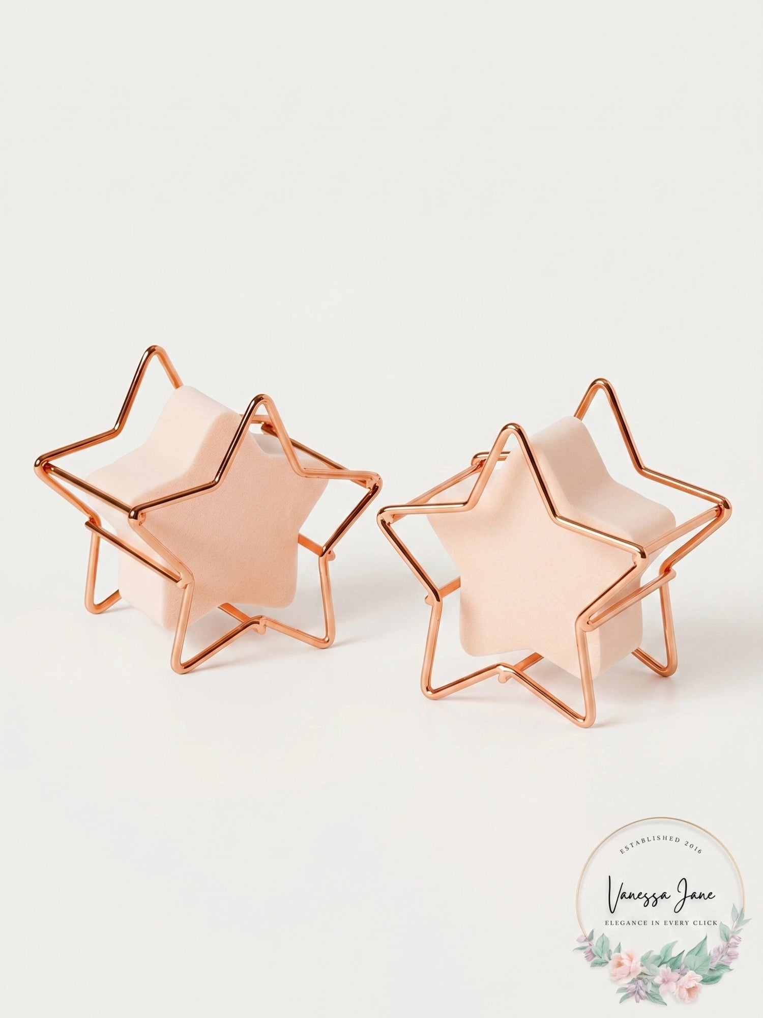 2 PC RH Macy Beauty Collection Cosmetic Star Shaped Sponge &amp; Holder Pink