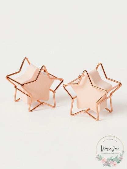 2 PC RH Macy Beauty Collection Cosmetic Star Shaped Sponge &amp; Holder Pink