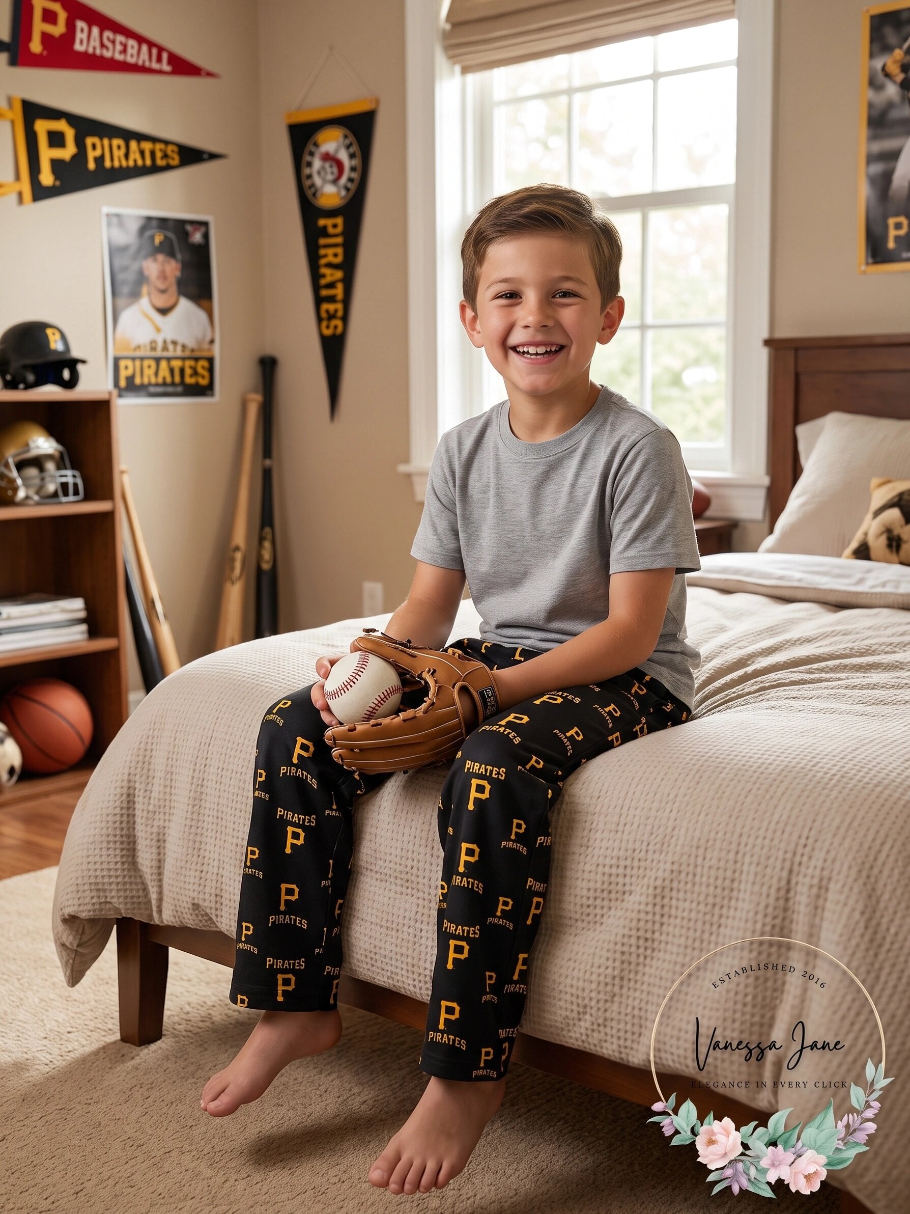 MLB Infant/Toddler Boys Pittsburgh Pirates Printed Pant, Black, L/4T