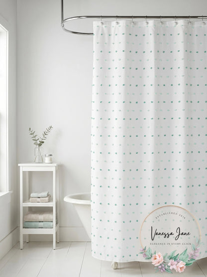 Saturday Knight Neutral Nuances Colorful Dots Shower Curtain, One Size, Blue