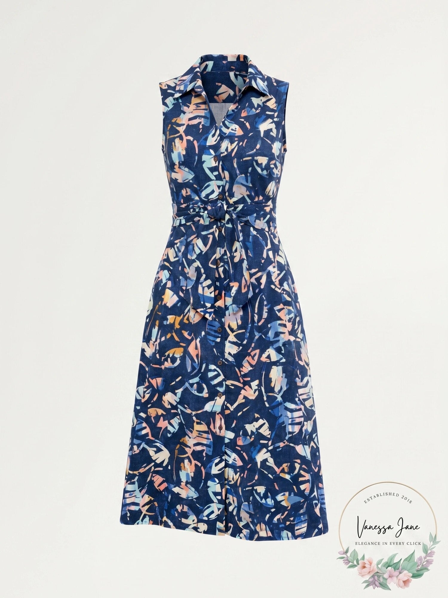 Nic + Zoe Indigo Leaves Shirtdress, Size Medium