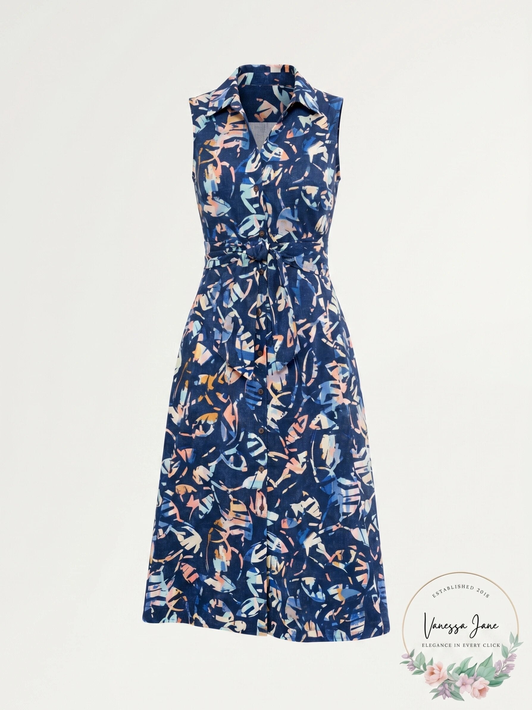Nic + Zoe Indigo Leaves Shirtdress, Size Medium