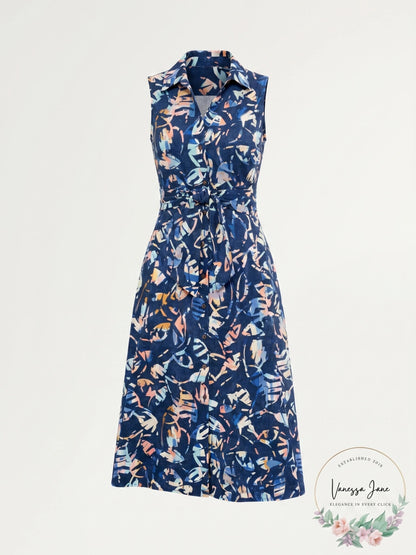 Nic + Zoe Indigo Leaves Shirtdress, Size Medium