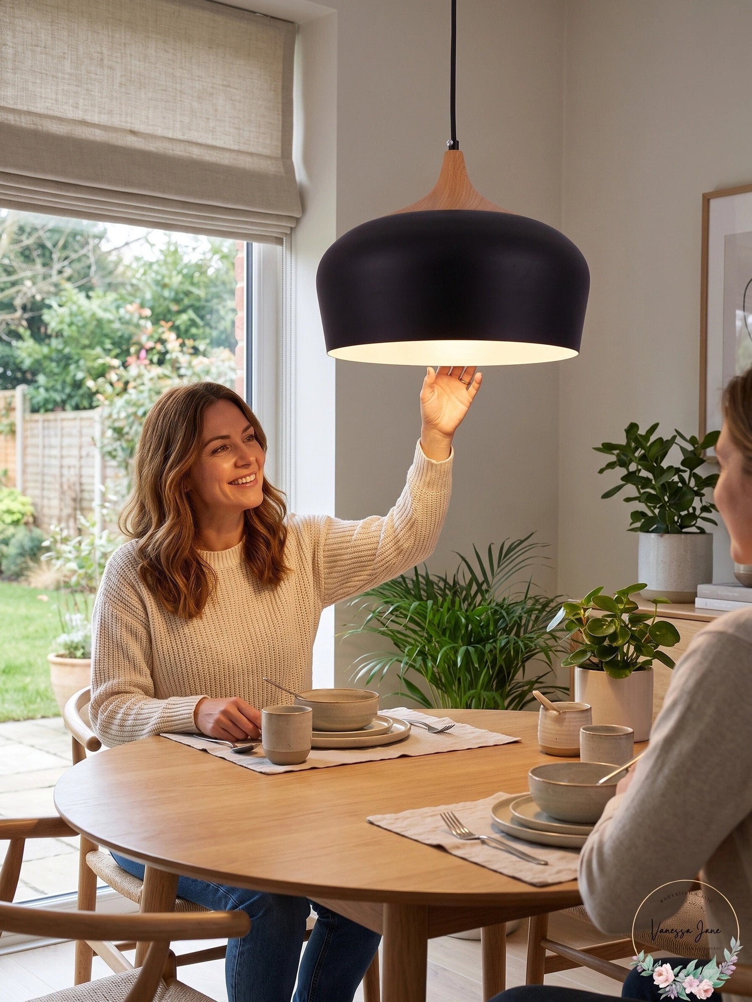 Living District Nora 1 Light 12 inch Natural Wood Pendant Light