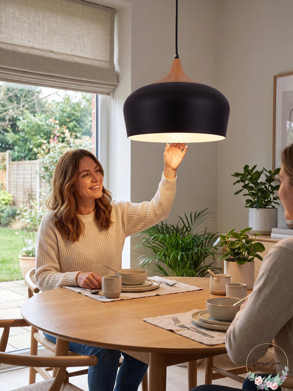 Living District Nora 1 Light 12 inch Natural Wood Pendant Light