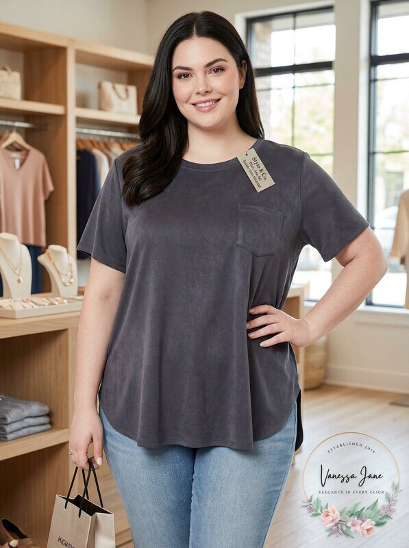 Style &amp; Co Plus Size Shirttail-Hem Suede Top, Size 0X