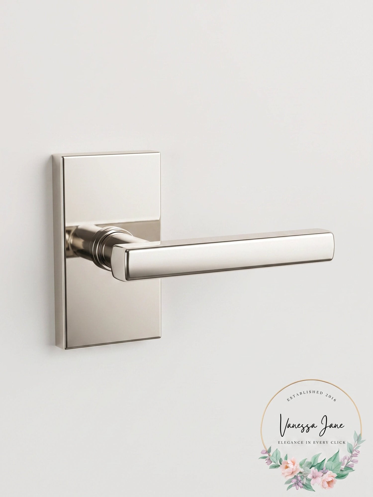 Emtek Modern Rectangular Rosette with Freestone Dummy Leverset, Satin Nickel