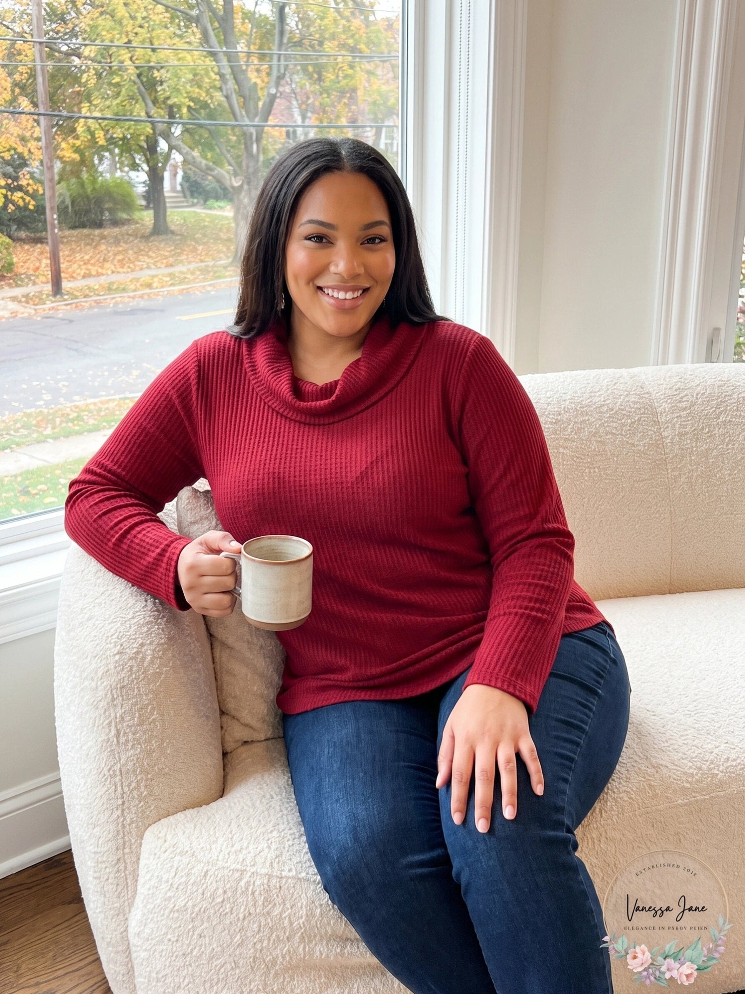 Style &amp; Co Plus Size Waffle-Knit Cowl-Neck Top