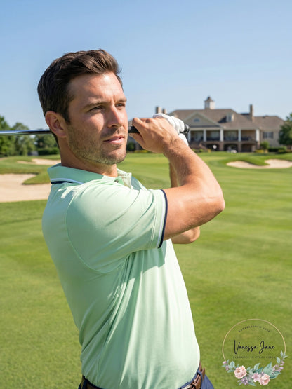 PGA Tour Mens Athletic-Fit Performance Stretch Moisture-Wicking Printed Polo, MD