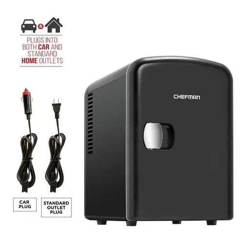 Chefman Mini Portable Personal Fridge  4 Liter Capacity Black