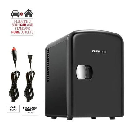 Chefman Mini Portable Personal Fridge  4 Liter Capacity Black