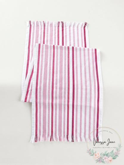 Saro LifeStyle Striped Design Fringed Runner, Sorbet, 16x72