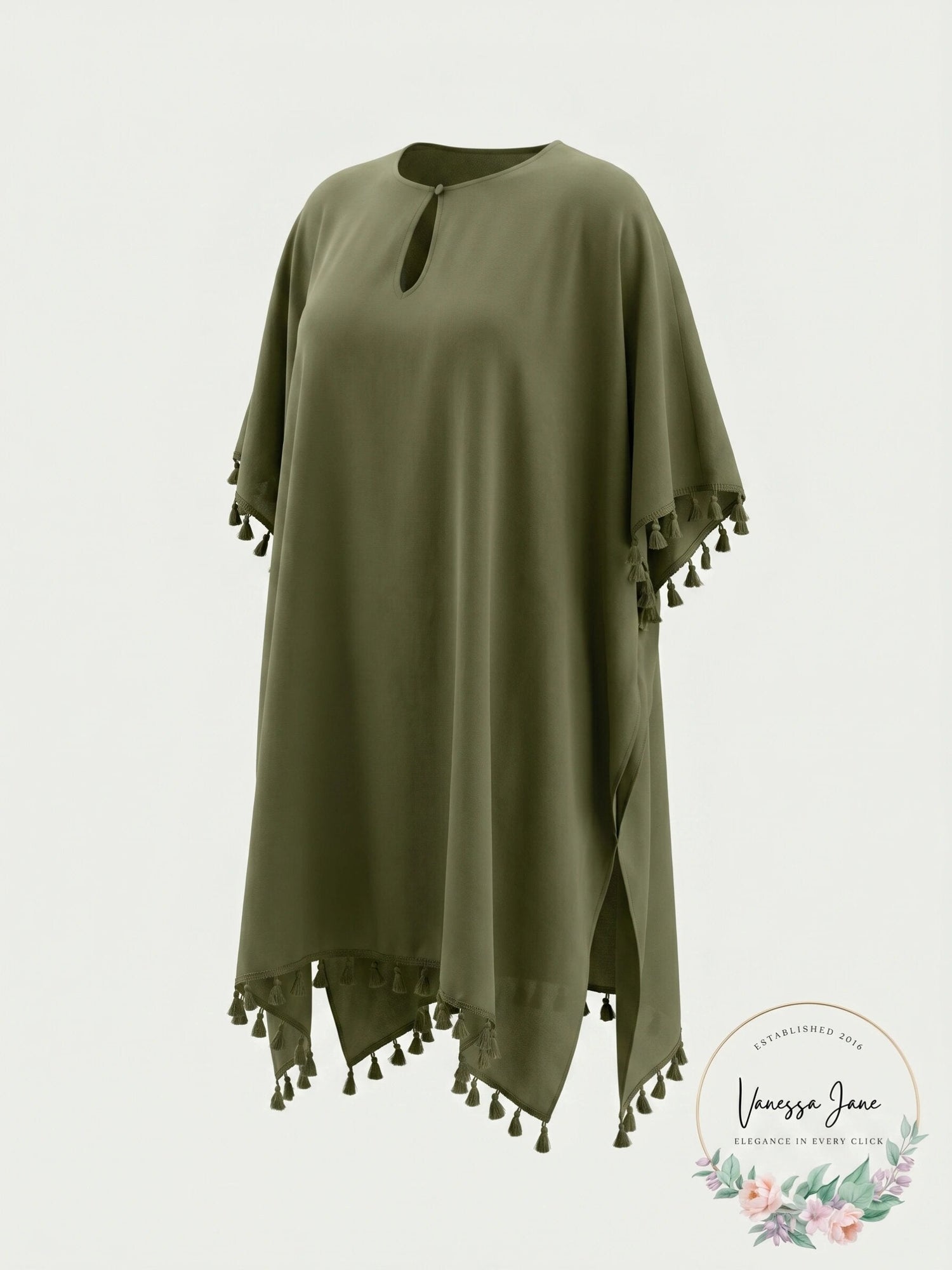 DKNY OLIVE Pom Pom Caftan Swim Cover-up US Large/X-Large