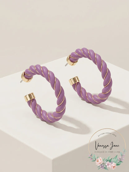 Inc International Concepts Gold-Tone Wire-Wrapped Resin Spiral C-Hoop Earrings