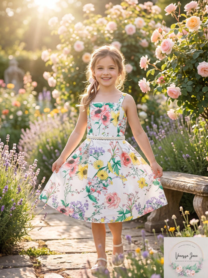 Monteau Big Girls Embellished Floral-Print Dress