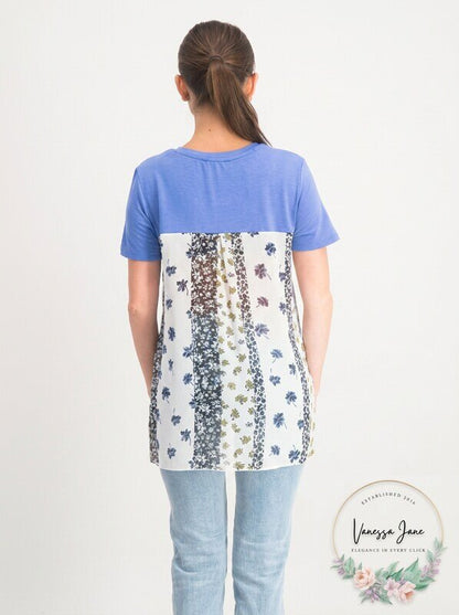 Freshman Mixed-Media Tie-Hem Top, Size Large