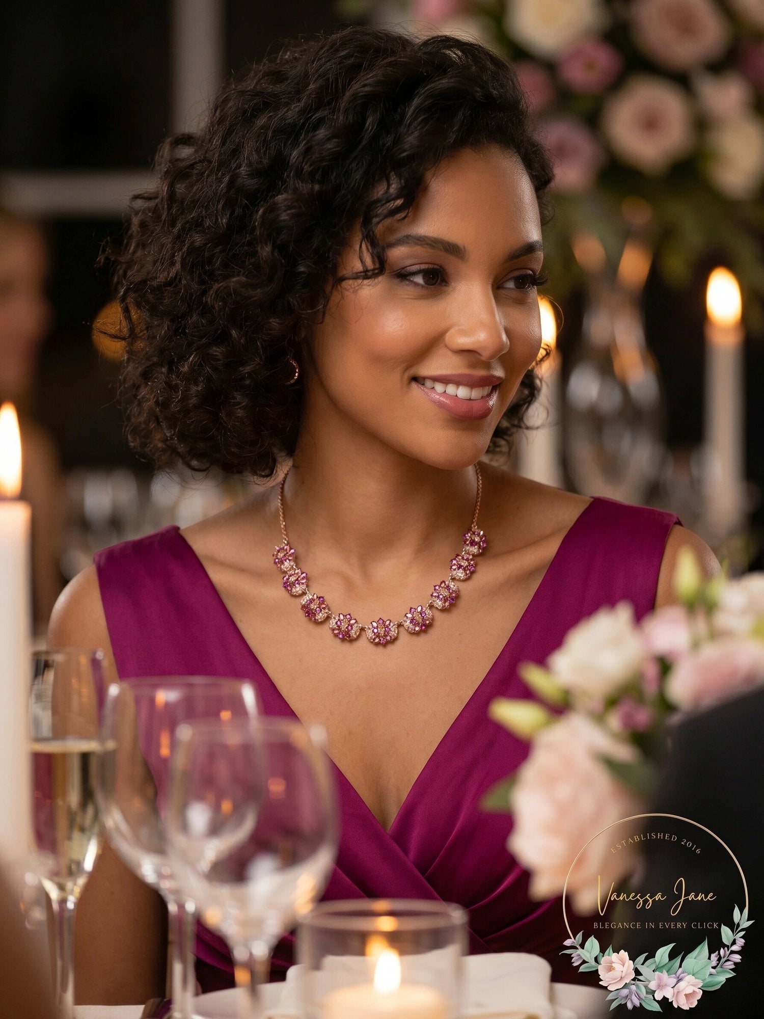 Inc Rose Gold-Tone Multi-Stone Cluster Statement Necklace